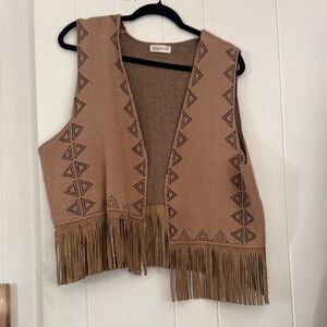 Galita Women's Tan Fringe Vest